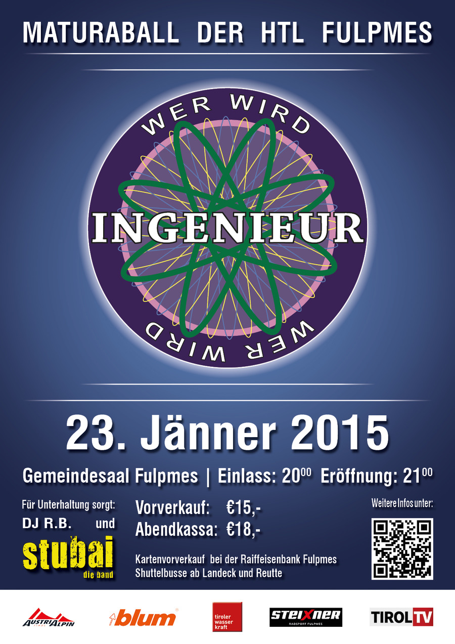 Maturaball Fulpmes Wer wird Ingenieur? 23.01.2015 Gemeindesaal