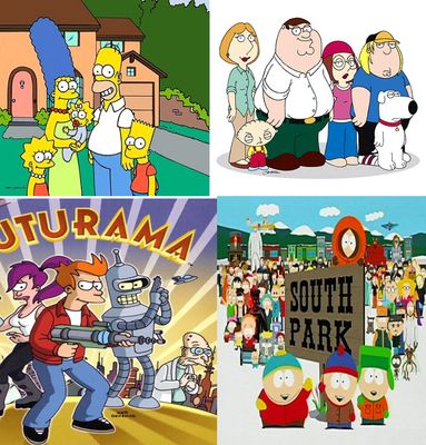 South Park ,Simpsons,Family Guy  und  Futurama