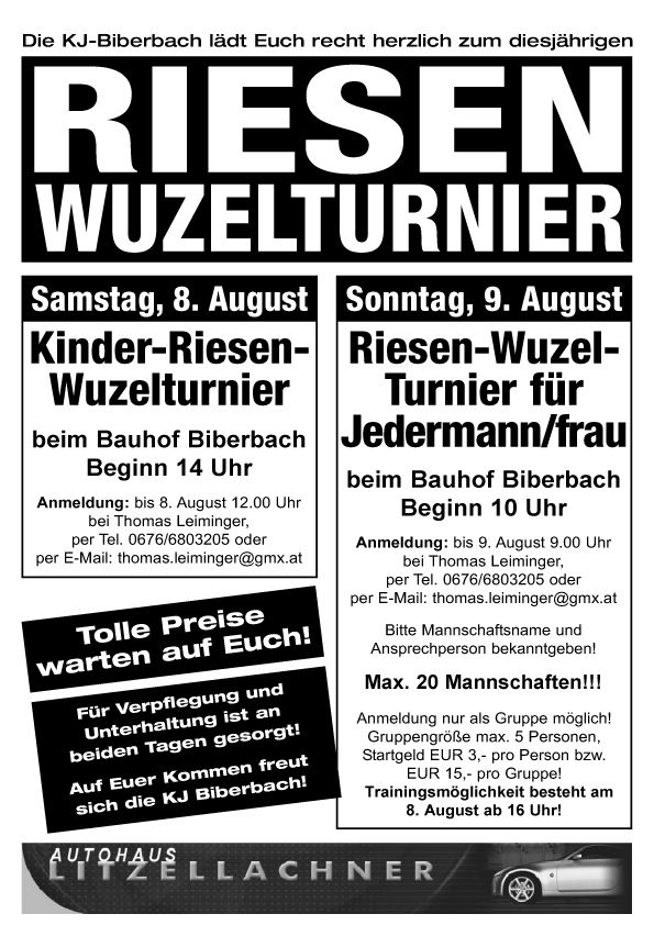 Riesen-Wuzelturnier für Jedermann/Frau @Bauhof