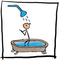 Gruppenavatar von foit beim duschen imma des shampoo am boden