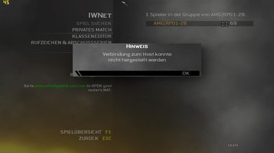 Gruppenavatar von CoD 6: Verbindung zum Host konnte nicht Hergestellt werden!