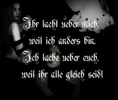 Gruppenavatar von . iihr. lach´d miich aus. weilL iich anders biin. xo. iich lLache euch aus weilL iihr alLe verdammt qlleich sei´d. . c=