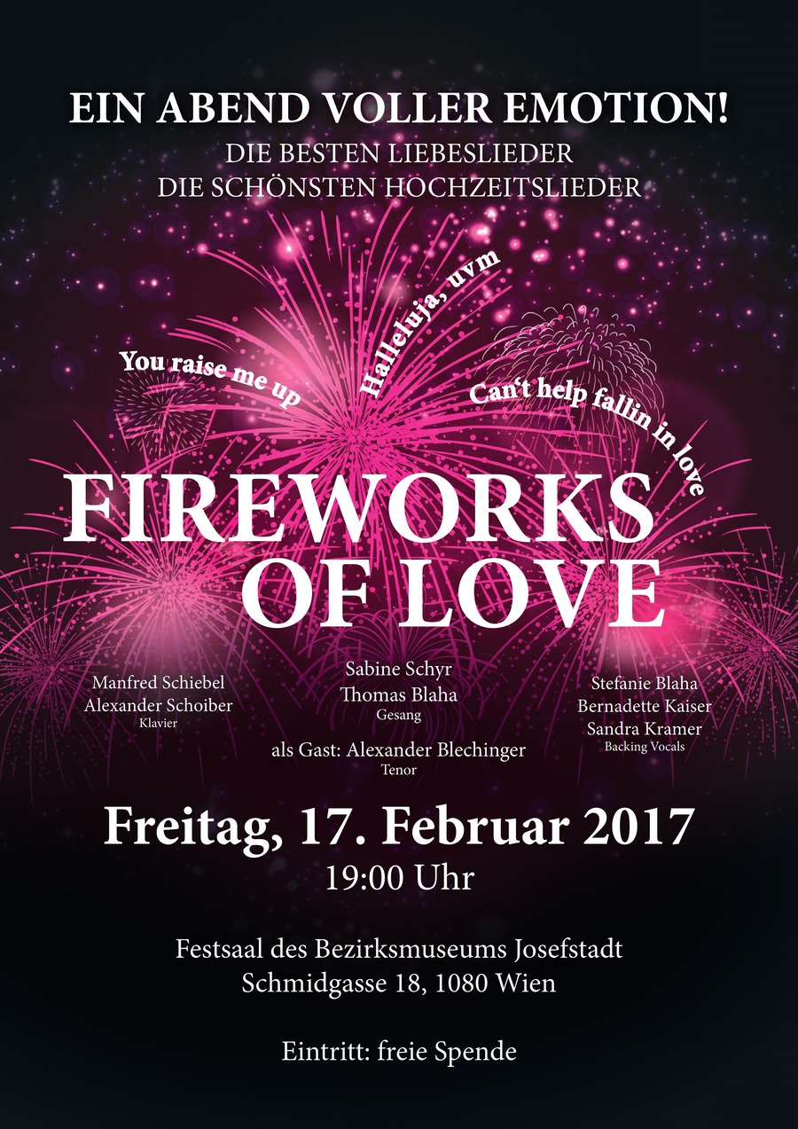 Die Schonsten Liebes Und Hochzeitslieder Fireworks Of Love 17 02 17 Bezirksmuseum Josefstadt