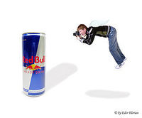 Ich trinke Red Bull und hoffe, dass ich bald Fliegen kann:D
