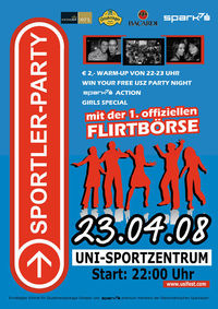 Sportler-Party mit der 1. offiziellen Flirtbörse@Uni-Sportzentrum