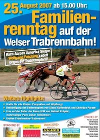 Radfahrer gegen Trabrennpferd@Trabrennbahn Wels