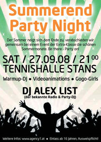 Summerend Party / DJ Alex List@Tennishalle Stans