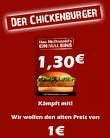 Chickenburger soi wieda 1 Euro kosten