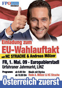 EU-Wahlauftakt mit HC Strache u A. Mölzer@Urfahranermarkt