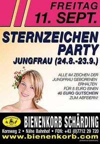 Sternzeichenparty Jungfrau  @Bienenkorb Schärding