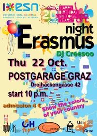 Erasmus Night: Happy Birthday ESN welcome party@Postgarage