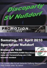 Discoparty SV Nußdorf@Sportplatz Nußdorf