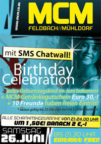  Birthday Celebration mit SMS Chatwall@MCM  Feldbach