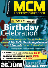 Birthday Celebraton mit SMS Chatwall@MCM Leoben