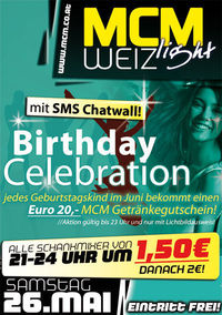Birthday Celebration mit SMS Chatwall@MCM Weiz light