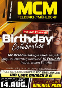 Birthday Celebration mit SMS Chatwall!@MCM  Feldbach