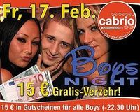 Boys Night mit 15 Euro Freiverzehr