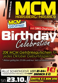 Birthday Celebration mit SMS Chatwall!@MCM Hartberg