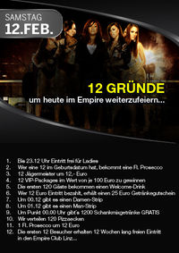 12 Gründe um heute im Empire weiterzufeiern@Empire