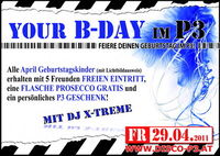 Your B-DAY im P3 für alle April Geburtstagskinder@Disco P3