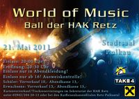 World of Music - Ball der HAK Retz@Stadtsaal Pulkau