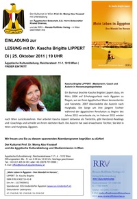 BUCHPRÄSENTATION UND LESUNG mit Dr. Kascha Brigitte LIPPERT @Ägyptische Kulturabteilung