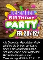 Birthday Party für alle im Dezember Geborenen@Fledermaus Graz