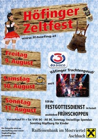 Höfinger Zeltfest - Ö3 Disco@Feuerwehrhaus