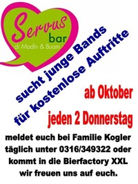 Junge Bands gesucht!@Servus Bar