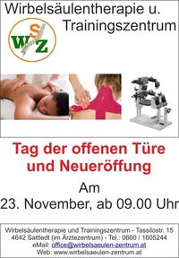 Tag der offenen Türe@Wirbelsäulentherapie und Trainingszentrum