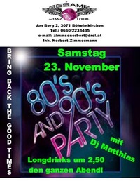 80s and 90s Party@Beśame Tanzlokal