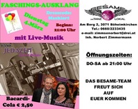 Faschings-ausklang mit Live-Musik Band Jedazeit@Beśame Tanzlokal