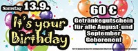 It´s your Birthday - 60 Getränkegutschein