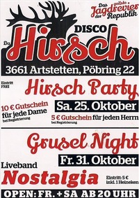 Grusel Night mit Liveband Nostalgia@Da Hirsch