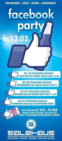 Facebook Party / 500 Euro in Bar@Salzhaus