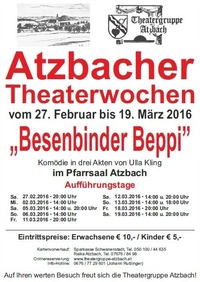 Atzbacher Theaterwochen 2016 „Besenbinder Beppi“@Pfarrsaal Atzbach