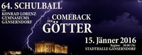 64. Schulball des Konrad Lorenz Gymnasiums : Comeback der Götter@Stadthalle Gänserndorf