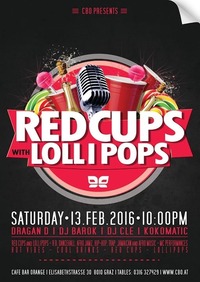 Red Cups With Lolli Pops@Orange