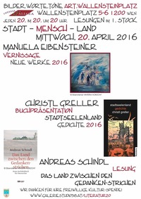 Christl Greller, Andreas Schindl, Manuela Eibensteiner - Neues aus Literatur und Kunst bei bilder.worte.töne!@Osteria Allora