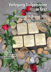 Verlegung Stolpersteine in Graz 2016@Odilieninstitut