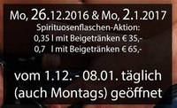 Jeden Montag – geöffnet bis zum 08.01.2017@Mausefalle