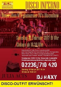 Faschingsfest Disco Inferno - Generation M's glamorous 70's Discoshow@Kaiserbahnhof Gallo Rosso Laxenburg