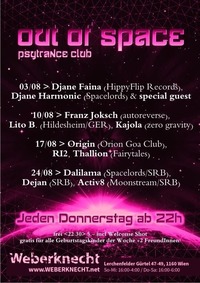 Out Of Space Psytrance Club // Do 24.8. // Weberknecht