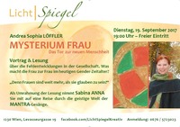 LichtSpiegel Vortrag & Lesung: Mysterium Frau – Das Tor zur neuen Menschheit@Genuss-Spiegel - Café, Kunst & Kulinarik