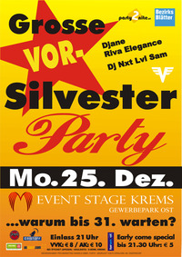 Die Grosse Vorsilvesterparty - warum bis 31. warten?