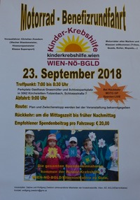 Motorrad-Benefizrundfahrt zu Gunsten der Kinderkrebshilfe