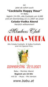 Members Club | Colada - Vodka@Club Babu - the club with style