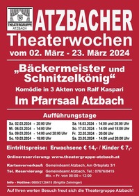 Atzbacher Theaterwochen 2024 „Bäckermeister und Schnitzelkönig“@Pfarrsaal Atzbach