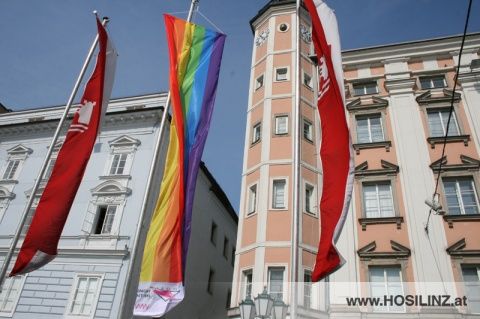 Regenbogenflagge in Linz - 