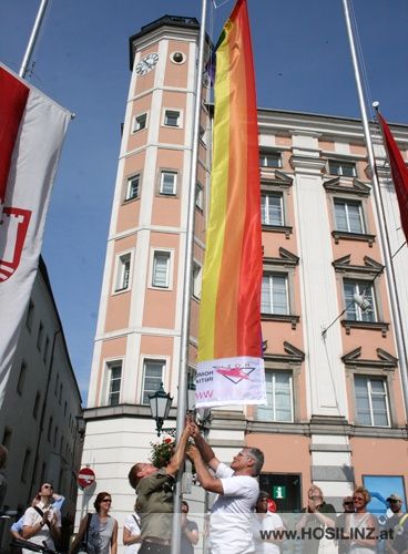 Regenbogenflagge in Linz - 